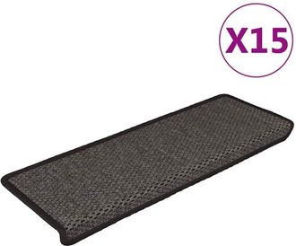 vidaXL Alfombra Autoadhesiva Escalera Sisal 15 Uds Antracita 65x21x4cm Vidaxl