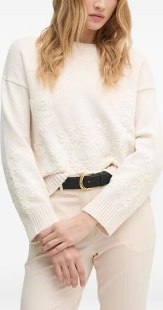 Sisley Trui met bloemapplicatie - Beige