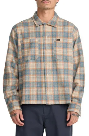 Rvca Dayshift Flannel Button-Up Shirt in Wheat at Nordstrom, Size Xx-Large
