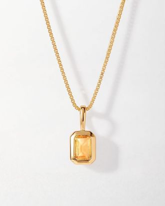 Edge of Ember Deco Birthstone Necklace in Citrine (November) at Nordstrom, Size 16
