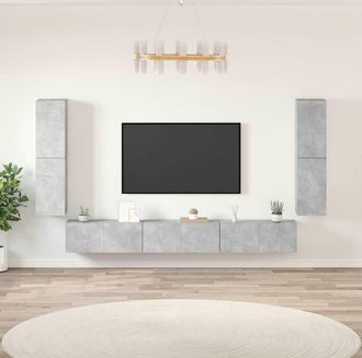 vidaXL Set De Muebles De Tv 7 Pzas Madera Contrachapada Gris Hormig&oacute;n Vidaxl