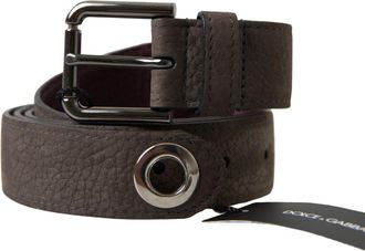 Dolce & Gabbana Mens Leather Metal Buckle Belt Brown