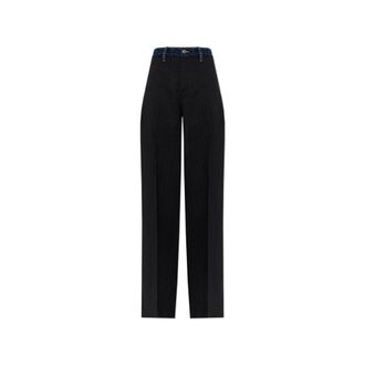 Dsquared2 Wide Trousers, female, Black, Size: 2XS Trousers Made From Combined Materials