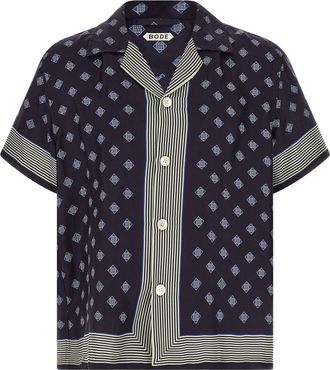 Bode Blue Silk Mens Blouse