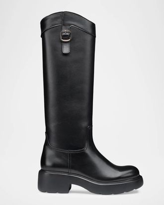 Santoni 45mm Leather Knee-High Riding Boots