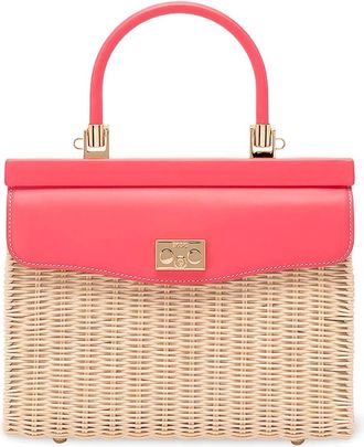 Rodo Wicker And Leather Medium Handbag