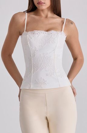 House of CB Chloe Embroidered Lace Camisole in White at Nordstrom, Size X-Large