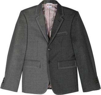 Thom Browne single-breasted wool blazer - men - Cupro/Wool - 2 - Grey