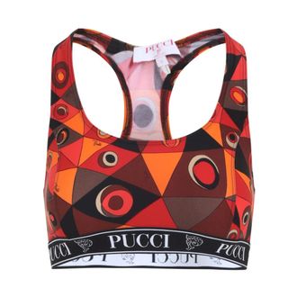 Pucci Sport Bras, female, Multicolor, Size: XS Occhi Print Top