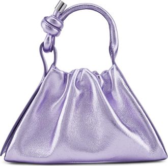 Behno Mini Tina Ruched Metallic Leather Baguette Top Handle Bag in Thistle at Nordstrom