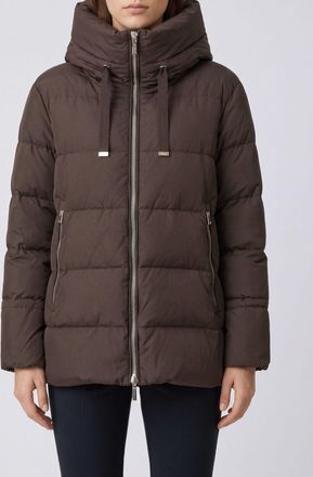 Moorer Short Waterproof Quilted Nylon Down Jacket with Funnel Neck
