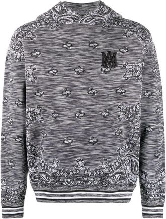 Amiri logo-patch pullover hoodie - men - Cotton - XXXL - Black