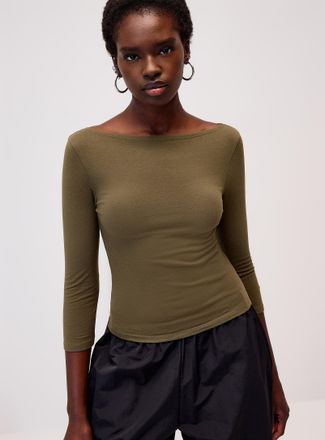 Twik Womens 3/4-sleeve boat-neck Tee Shirt
