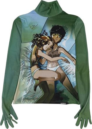 VETEMENTS T-shirt met hoge hals en animeprint - Groen