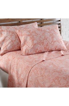 Southshore Fine Linens Perfect Paisley Printed Sheet Set in Coral Haze W/White Pasiley at Nordstrom Rack, Size Queen