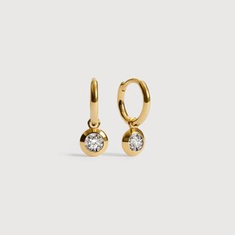 Monica Vinader Gold Round Diamond Huggie Earrings Lab Grown Diamond
