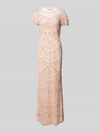 Adrianna Papell Abendkleid mit Pailletten- und Ziersteinbesatz in Rose, Größe 36