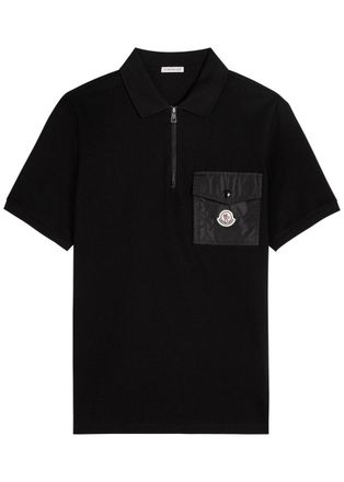 Moncler Logo-appliquéd Piqué Cotton Polo Shirt - Black - Xxl