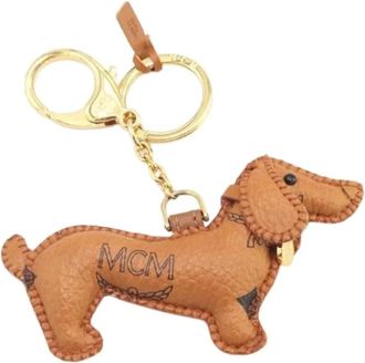 MCM Vintage, unisex, Bruin, ONE Size, Leer, Pre-owned Leren Sleutelhanger