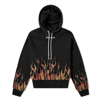 Palm Angels Tiger Flames Popover Hoodie Black Orange PMBB058E20FLE0011020