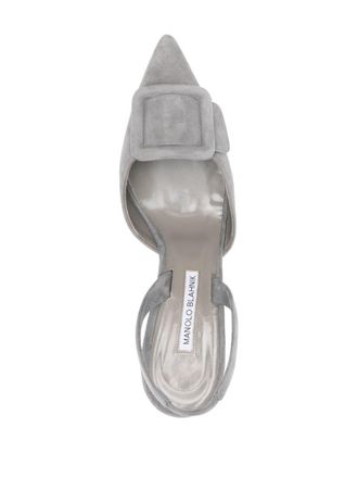 Manolo Blahnik 70mm Maysale pumps - women - Calf Suede/Calf Leather/Calf Leather - 37 1/2 - Grey
