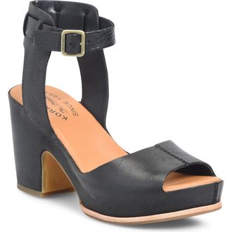 Kork-ease Stasia Ankle Strap Platform Sandal in Black at Nordstrom, Size 10
