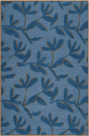 Wecon Home Alfombra dise&ntilde;o floral lana virgen mayoritaria azul/ladrillo 70x140