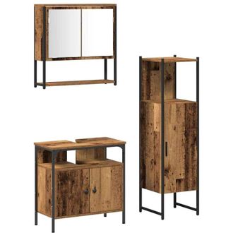 vidaXL Vidaxl - Juego De Muebles De Ba&ntilde;o 3 Pcs Marr&oacute;n 33 X 33 X 120.5 Cm