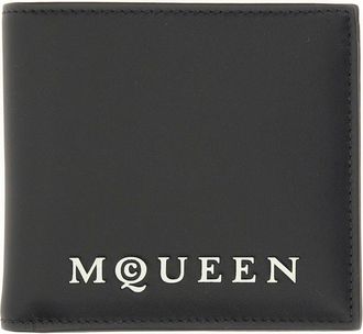 Alexander McQueen Logo-Embossed Calfskin Bifold Wallet - Black
