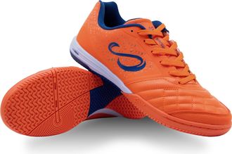 Senda Road Ushuaia Pro 2.0 Indoor Soccer, Court, and Futsal Shoes, Unisex, Adult and Youth Sizes, Orange/Blue, 11.5 Women/10.5 Men