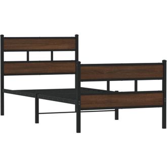 vidaXL Vidaxl - Estructura Cama Con Cabecero Y Pie Sin Colch&oacute;n Marr&oacute;n 90x200 Cm