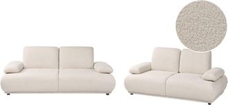 Beliani Sofa 3+2 Seater Set Beige Boucle Upholstery Wooden Legs Adjustable Backrest & Armrests Living Room Furniture NACKA