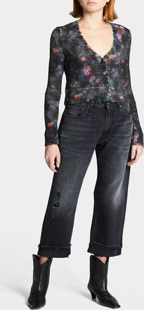 R13 Wide-Leg Cropped Boyfriend Jeans