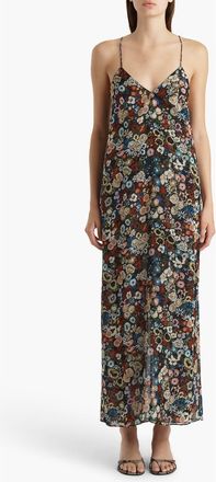Khaite Taja Floral Silk Chiffon Slipdress in Black Multi at Nordstrom, Size X-Large