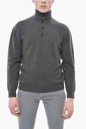 Paolo Pecora Virgin Wool Sweater with Logo Buttons size L