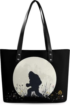 Generic Bigfoot Sasquatch Full Moon Tote Bags for Women Cute Shoulder Purses Handbags