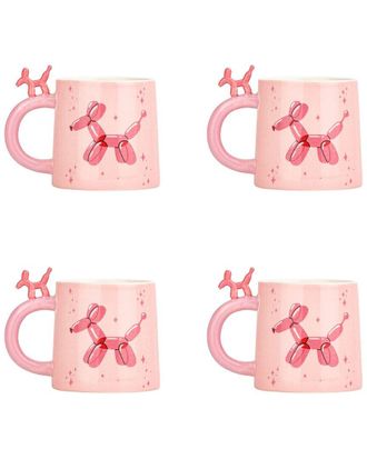 10 Strawberry Street Set Of 4 Balloon Dog Mugs