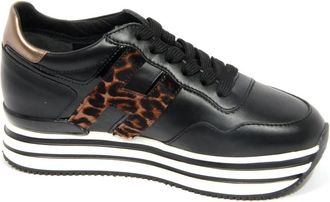 Hogan Midi Platform Veterschoenen met Cavallino Inzetstukken - Dames - Sneakers - Zwart - 35 1/2 EU - Schoenen