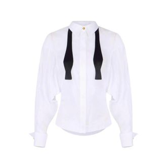 Elisabetta Franchi Dames, Blouses & Shirts, Wit, Maat: 2XL Katoen