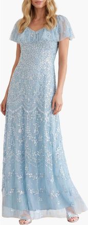 Needle & Thread Freya V-Neck Gown in Aqua at Nordstrom, Size 10