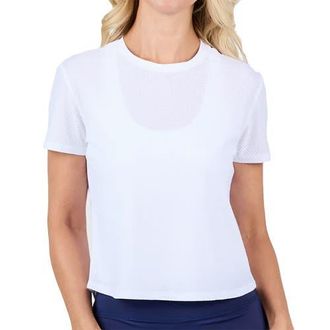 Sofibella Staples Mesh Short Sleeve Womens Tennis Shirt in White at Nordstrom, Size X-Small