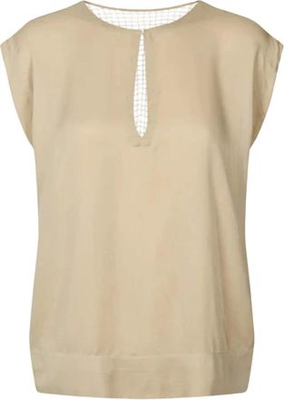 Rabens Saloner Elegante Rosalyn Blouse met Kant Detail - Dames - Blouses - Beige - XS - Overhemden