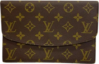 Louis Vuitton Monogram Brown Leather Clutch Bag Pochette (Pre-Owned)