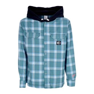 Nike Gecheckt Hoodie Shirt - Heren - Zomerjassen - Blauw - XL - Polyester - Jassen