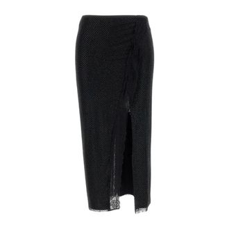 Self Portrait Midi Skirts, female, Black, Size: 2XS Crepe Crystal Trim Mini Dress