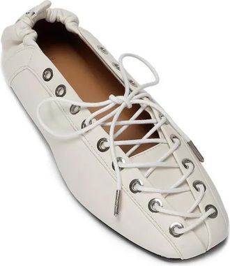 Ganni Low-Top Sneaker - Eyelets Lace Up Ballerina - Gr. 36 (EU) - in Weiß - für Damen