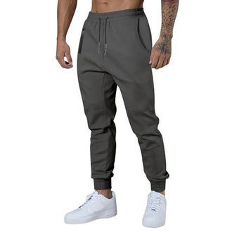 Pantalon Jogging Homme Tansozer - Coton Élastique - 2 Poches Zippées - Taille Mi-Haute - Sport Et Fitness