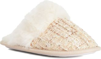 Dune London Ladies WAFFLES Faux Fur Trim Boucle Slippers Size L