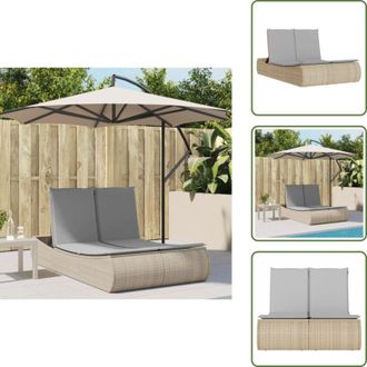 vidaXL The Living Store Lettino Prendisole con Cuscini Beige in Polyrattan - Cuscini