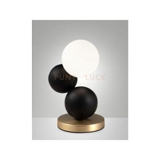 Fabas Luce Micky lampada da tavolo nera 1 luce in metallo vetro legno attacco G9 inclusa dimmerabile